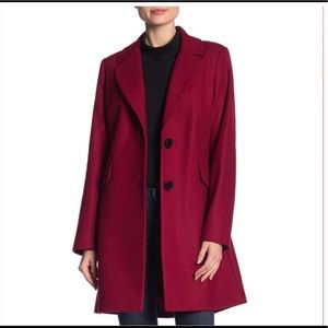 Sam Edelman Long Wool Blend Coat in Red
